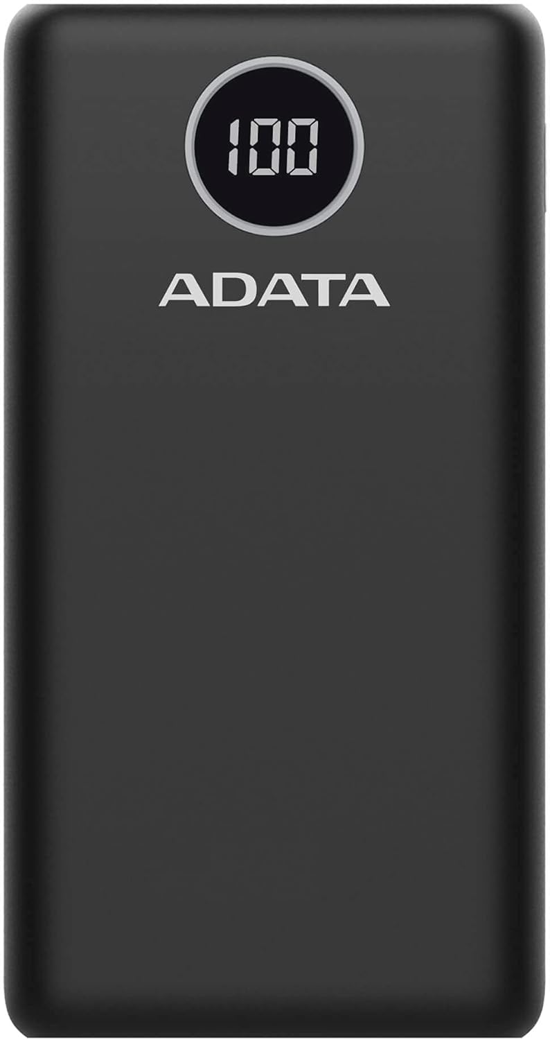 ADATA P20000QCD 20000mAh Qualcomm QC 3.0 / USB PD 3.0 Dual USB-A (18W) & USB-C Fast Charging (18W) Power Bank Portable Charger (AP20000QCD-DGT-CBK)