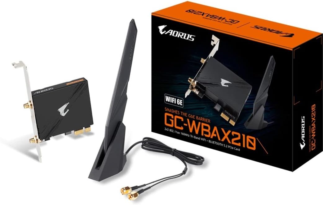 GIGABYTE WiFi 6E GC-WBAX210 (2×2 802.11ax/ Tri-Band WiFi/Bluetooth 5.2/ PCIe Expansion Card)