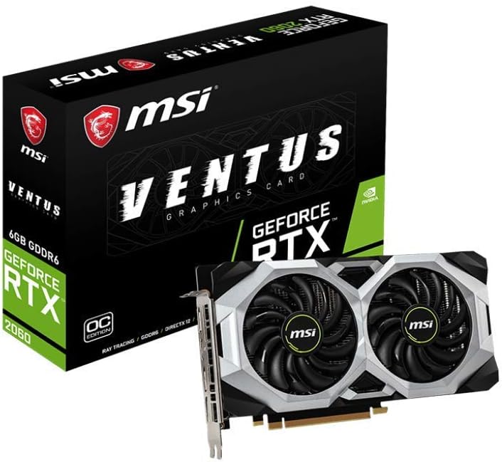 MSI Gaming GeForce RTX 2060 6GB GDRR6 192-bit HDMI/DP Ray Tracing Turing Architecture VR Ready Graphics Card (RTX 2060 Ventus 6G OC) (Renewed)