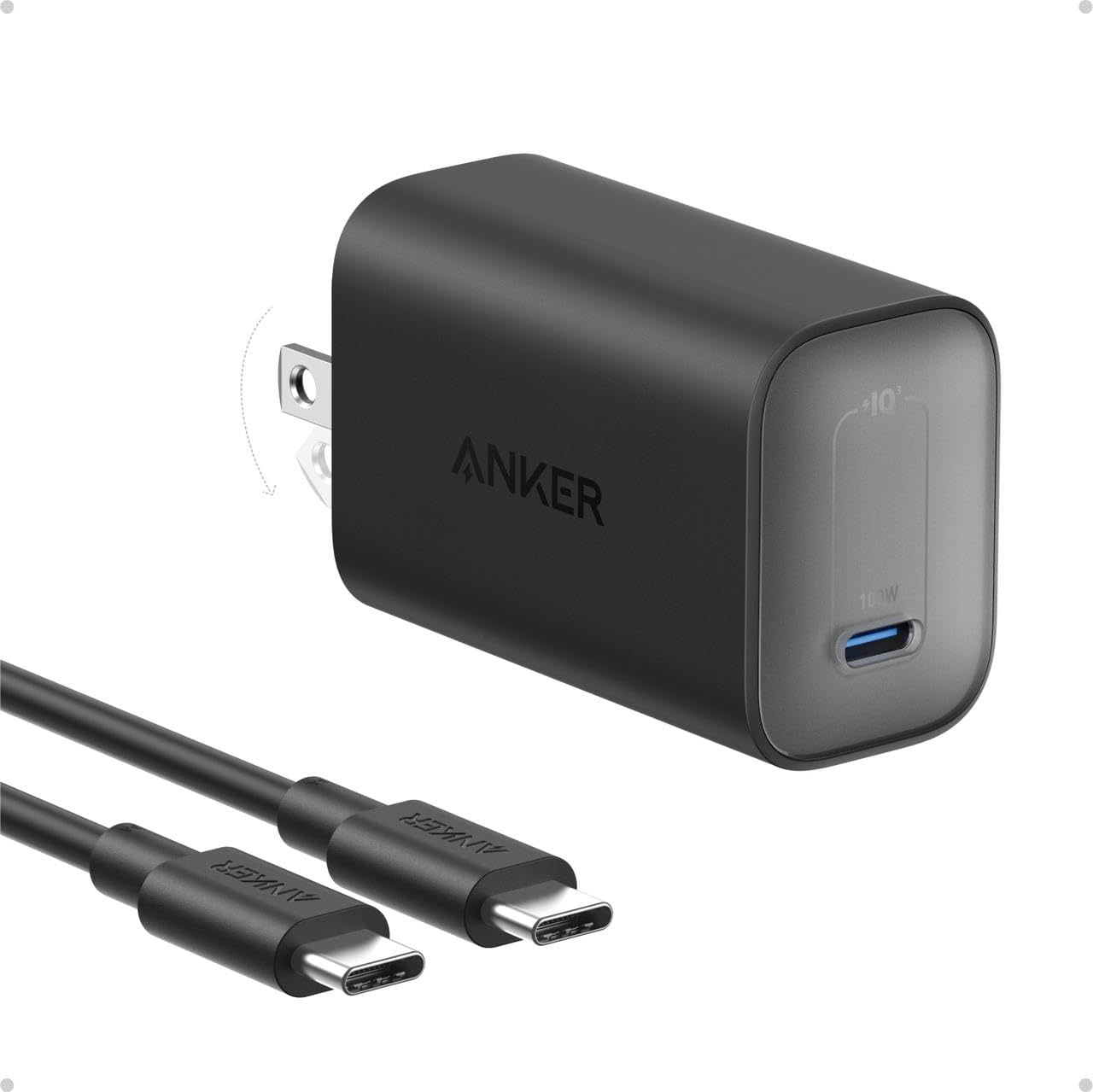 Anker Nano Charger, 100W MacBook Charger, Foldable Charger for iPhone Series, and All USB C Devices, 6ft USB-C Cable Included, Compatible with MagSafe