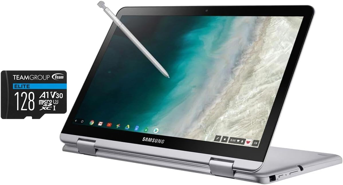 Samsung Chromebook Plus V2 12.2″ FHD 2-in-1 Touch Laptop (Intel Celeron 3965Y 2-Core, 4GB RAM, 192GB Storage (64GB SSD+128GB Micro SD Card), Intel UHD 615, WiFi, Bluetooth Chrome OS)