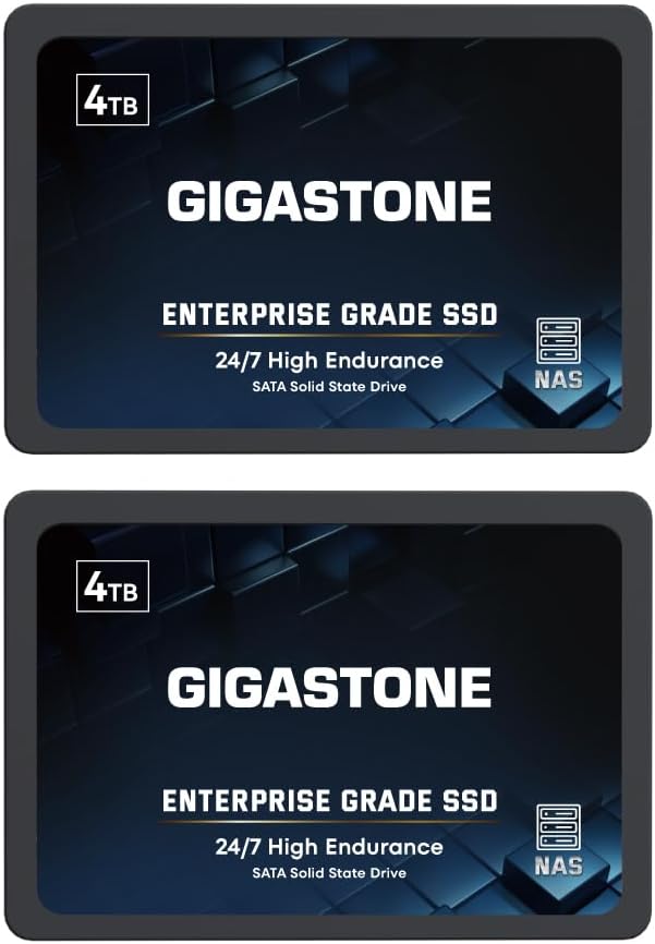 Gigastone Enterprise SSD 4TB NAS SSD Drive Cache (2-Pack) 24/7 Durable High Endurance Business Server Data Center RAID Network Attached Storage 2.5″ SATA Internal Solid State Hard Drives