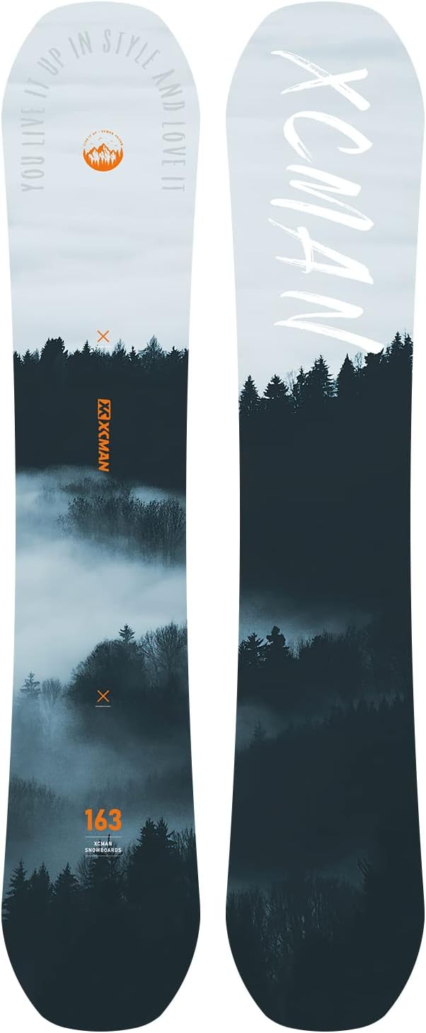 XCMAN Freeride Snowboard Beginner All Mountain,The Best All-Terrain, Dual-Directional, Hybrid Snowboard for All Levels-Mountains Clouds