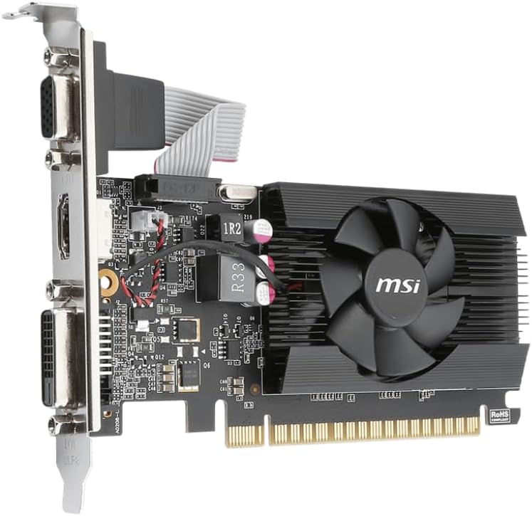 MSI Gaming GeForce GT 710 2GB GDRR3 64-bit HDCP Support DirectX 12 OpenGL 4.5 Single Fan Low Profile Graphics Card (GT 710 2GD3 LP)