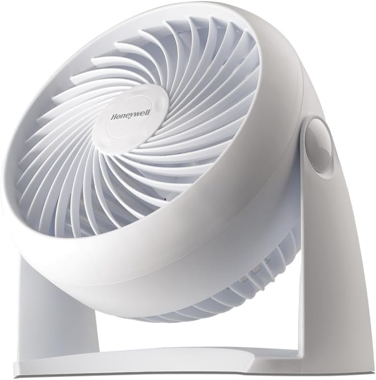 Honeywell HT-904 TurboForce Tabletop Air Circulator Fan, Small, White – Quiet Personal Fan for Home or Office, 3 Speeds and 90 Degree Pivoting Head