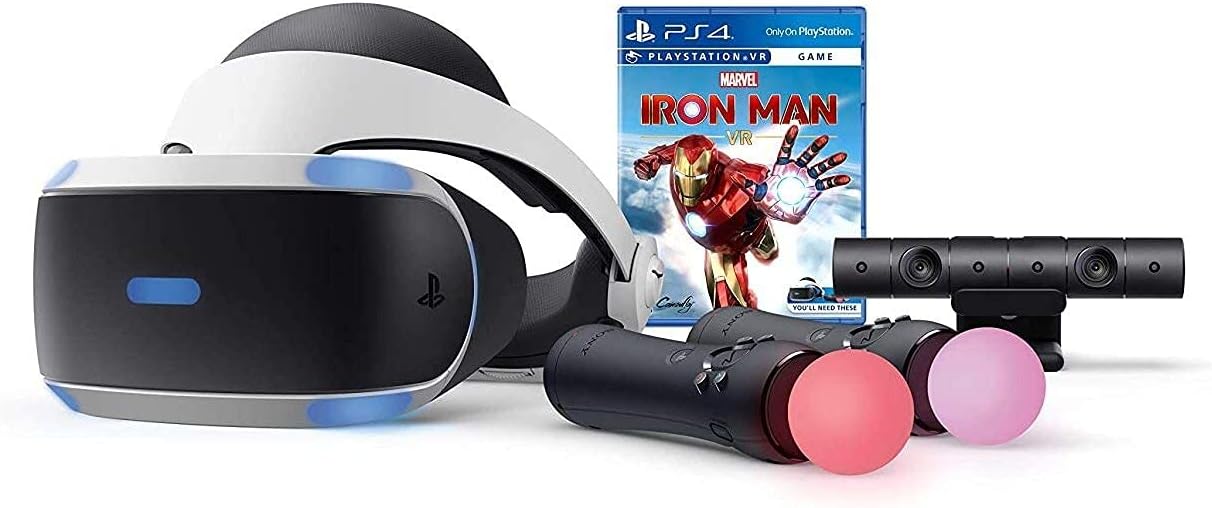 PlayStation VR Marvel’s Iron Man VR Bundle, Compatible with PS4 & PS5: VR Headset, Camera, Move Motion Controllers (Renewed)