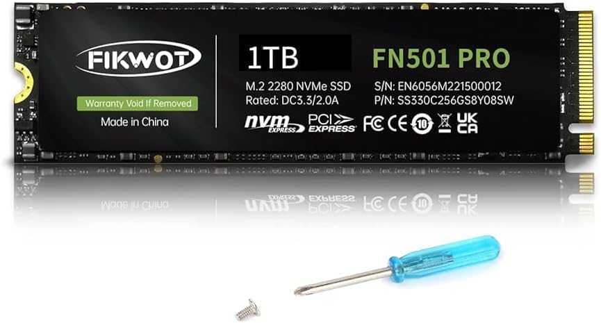 FN501 Pro 1TB NVMe SSD – M.2 2280 PCIe Gen3 x4 Internal Solid State Drive with Graphene Cooling Sticker, Up to 3,500MB/s, SLC Cache 3D NAND TLC, Compatible with Laptop & PC Desktop