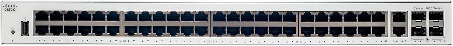 Cisco Catalyst 1000-48T-4G-L Network Switch, 48 Gigabit Ethernet Ports, 4 1G SFP Uplink Ports, Enhanced Limited (C1000-48T-4G-L)