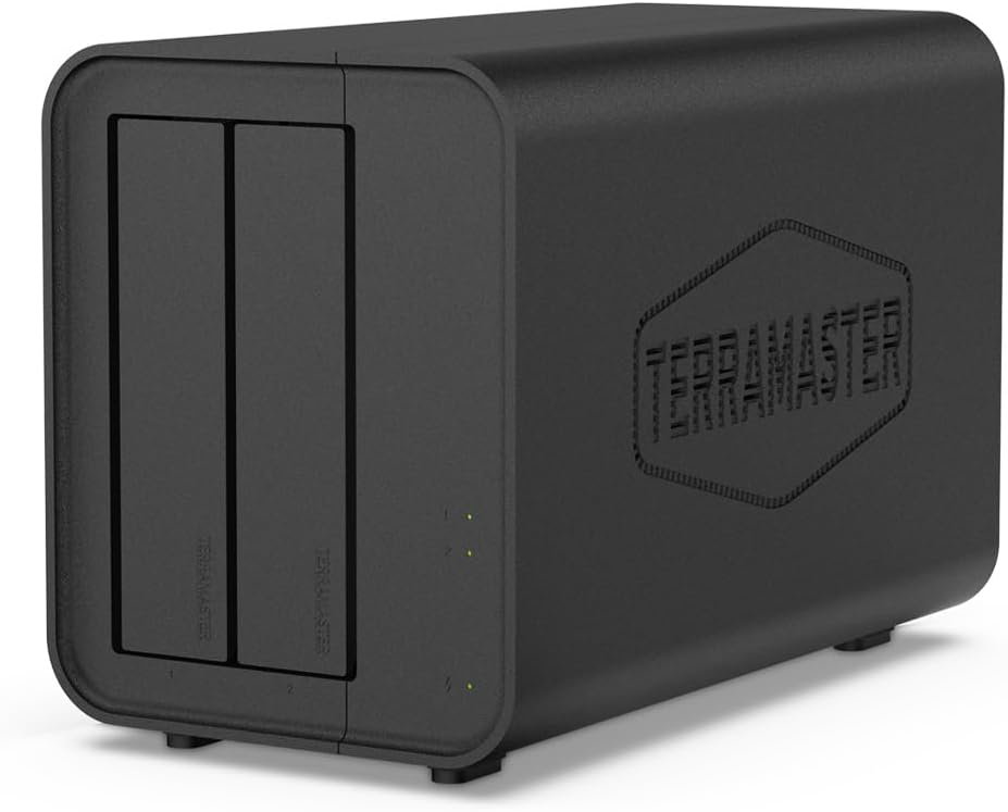 TERRAMASTER F2-212 2Bay NAS – Quad Core CPU DDR4 RAM Personal Private Cloud Home Network Attached Storage with Rich Backup Solutions (Diskless)