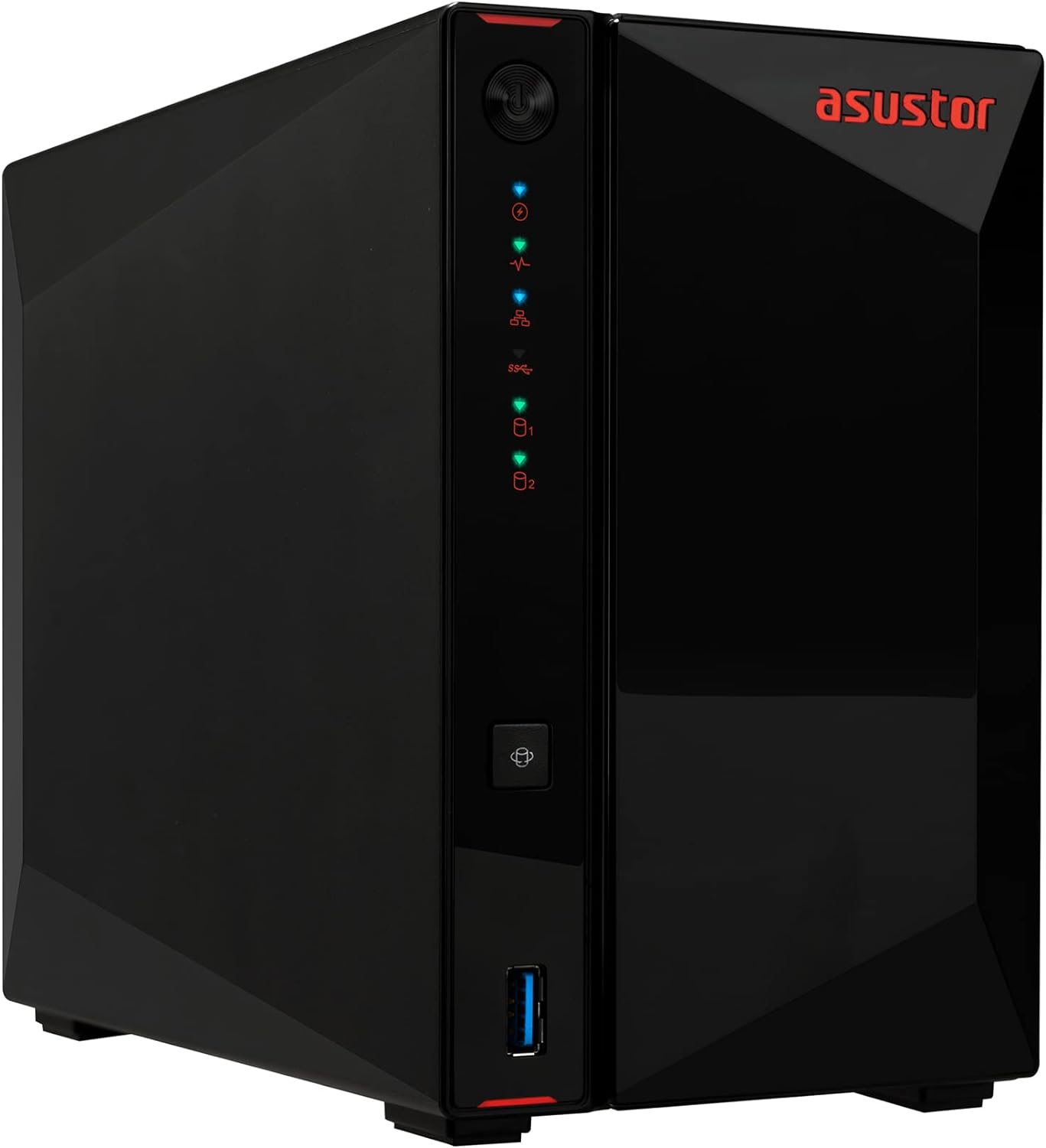 Asustor AS5402T, 2 Bay NAS, Intel Quad-Core 2.0GHz CPU, 4x M.2 NVMe SSD Slots, 2×2.5GbE Ports, 4GB DDR4 RAM, For Gaming and Live Stream, Network Attached Storage(Diskless)