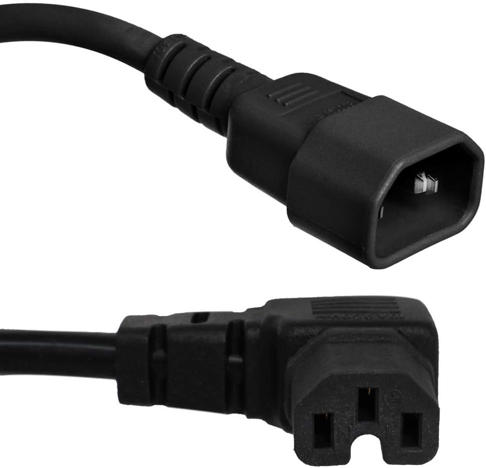 IronBox Electric IEC C14 Plug to Right Angle C15 Connector Power Cords – 10A, 250V, 18/3 SJT – Heavy Duty Power Supply Extension Cord – UL Listed Power Cable for Computer, PDU, Monitor & More (6 ft)