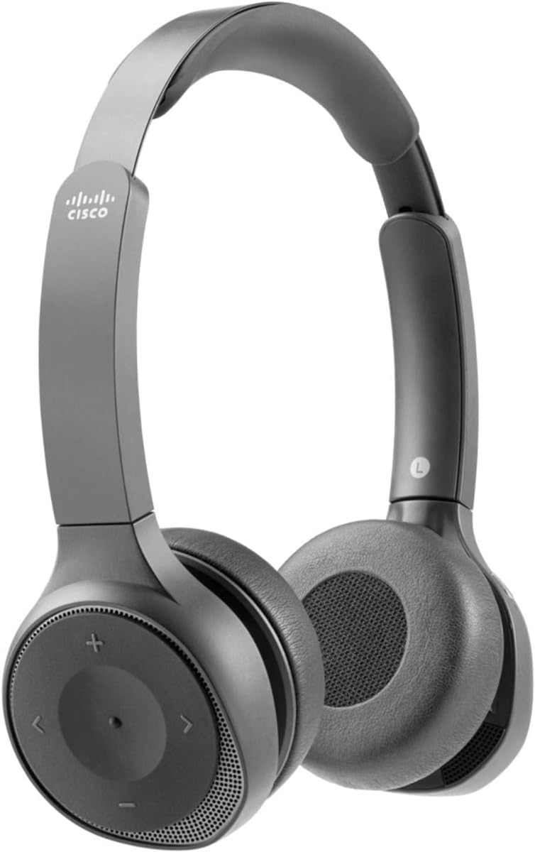 CISCO Headset 730, Wireless Dual On-Ear Bluetooth Headset with Case, USB-A HD Adapter, USB-A and 3.5mm Cables, Charging Stand, Carbon Black, 1-Year Limited Liability Warranty (HS-WL-730-BUNAS-C)