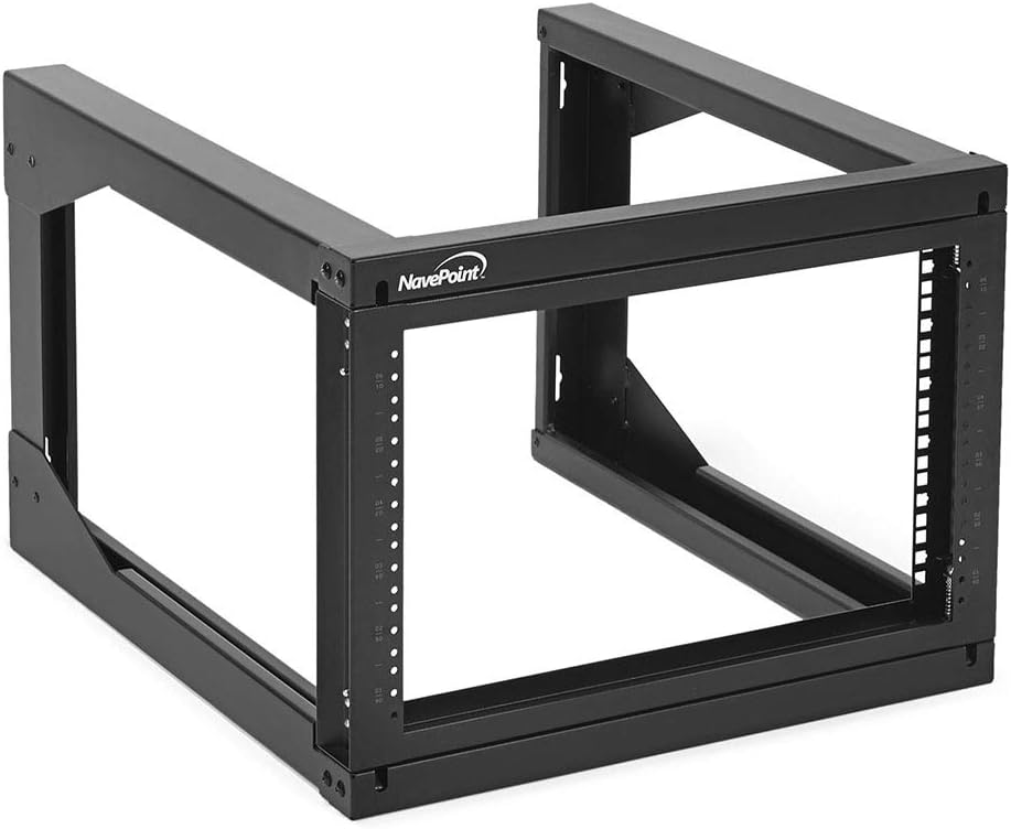 NavePoint 6U Server Rack with Swing Gate – 6U Wall Mount Rack for 19 Inch IT Equipment Open Frame Rack – Network Rack Wall Mount for AV & Server Equipment 18” Deep 6U Rack, Black