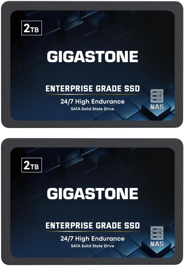 Gigastone Enterprise SSD 2TB NAS SSD Drive Cache (2-Pack) 24/7 Durable TLC High Endurance Business Server Data Center RAID Network Attached Storage 2.5″ SATA Internal Solid State Hard Drives