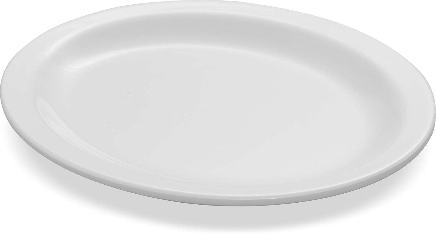 Carlisle FoodService Products Kingline Plastic Oval Platter Oval Tray for Home and Restaurant, Melamine, 12 x 9 Inches, White