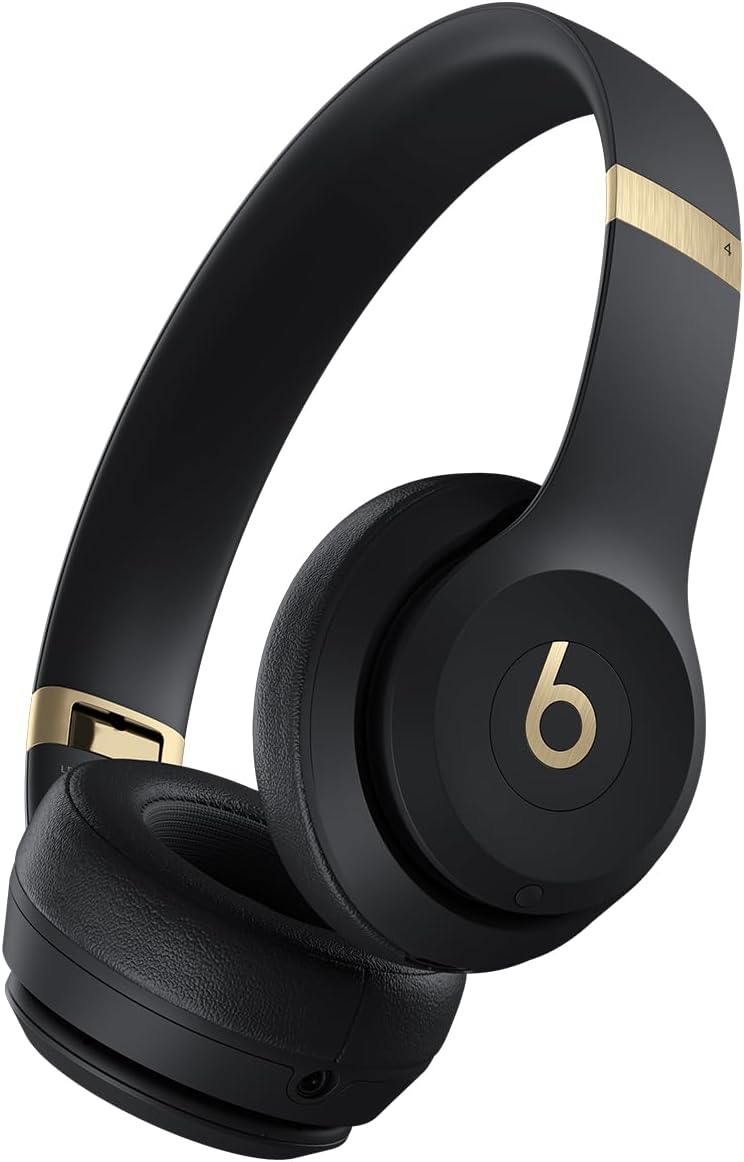 Beats Solo 4 – Wireless Bluetooth On-Ear Headphones, Apple & Android Compatible, Up to 50 Hours of Battery Life – Black & Gold