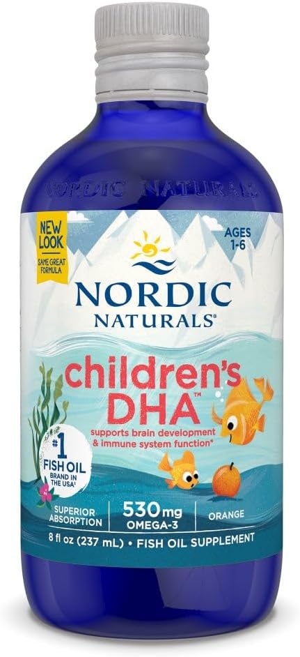 Nordic Naturals Children’s DHA, Orange – 8 oz for Kids – 530 mg Omega-3 with EPA & DHA – Brain Development & Function – Non-GMO – 96 Servings