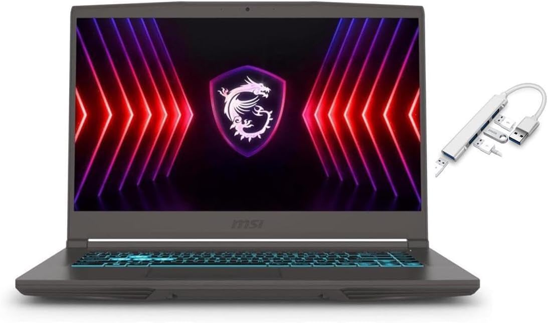 MSI Thin 15 15.6” 144Hz FHD Gaming Laptop |Intel Core i7-12650H | NVIDIA Geforce RTX 4050 | Backlit | Webcam | Cooler Boost 5 | 16GB RAM DDR5 | 1024GB SSD | Windows 11 Home |Bundle with USB 3.0 Hub