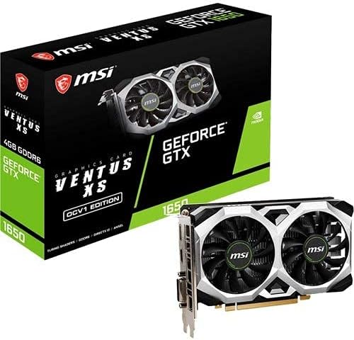 MSI Gaming GeForce GTX 1650 128-Bit HDMI/DP/DVI 4GB GDRR6 HDCP Support DirectX 12 VR Ready OC Graphics Card (GTX 1650 D6 Ventus XS OCV1) (Renewed)