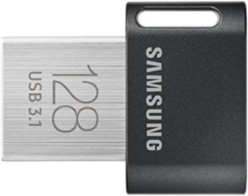 SAMSUNG FIT Plus 3.1 USB Flash Drive, 128GB, 400MB/s, Plug In and Stay, Storage Expansion for Laptop, Tablet, Smart TV, Car Audio System, Gaming Console, MUF-128AB/AM,Gunmetal Gray