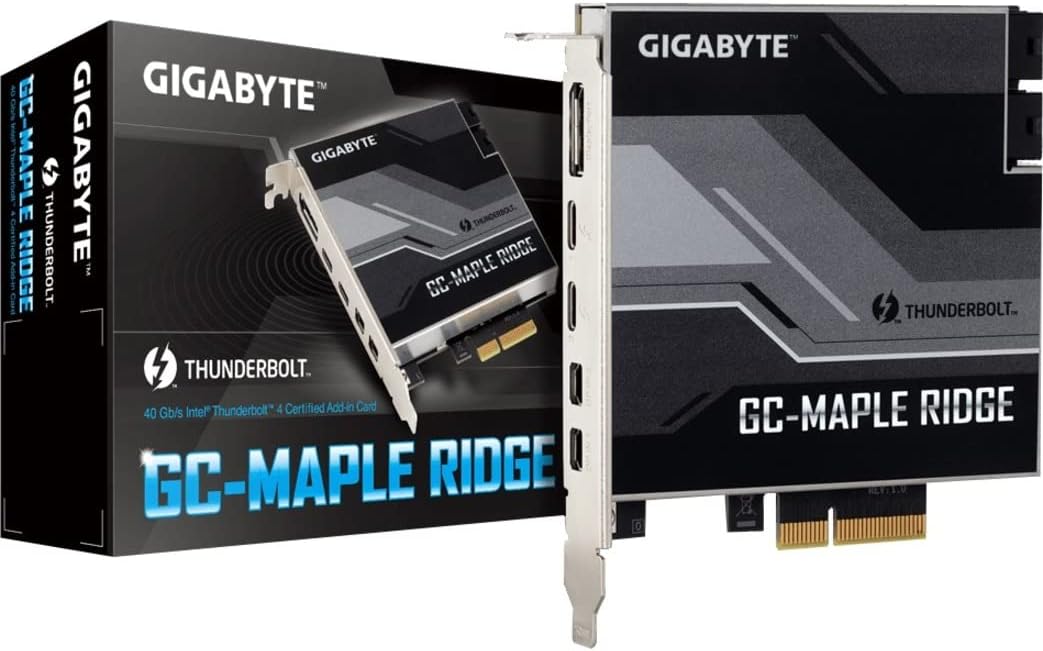 GIGABYTE GC-MAPLE RIDGE (Intel/Thunderbolt 4/ JHL 8540 Controller/ 2x USB Type-C/ 1x DisplayPort 1.4/ 2x Mini DisplayPort/ Max Bandwidth 40GB/s/ PCle Card)