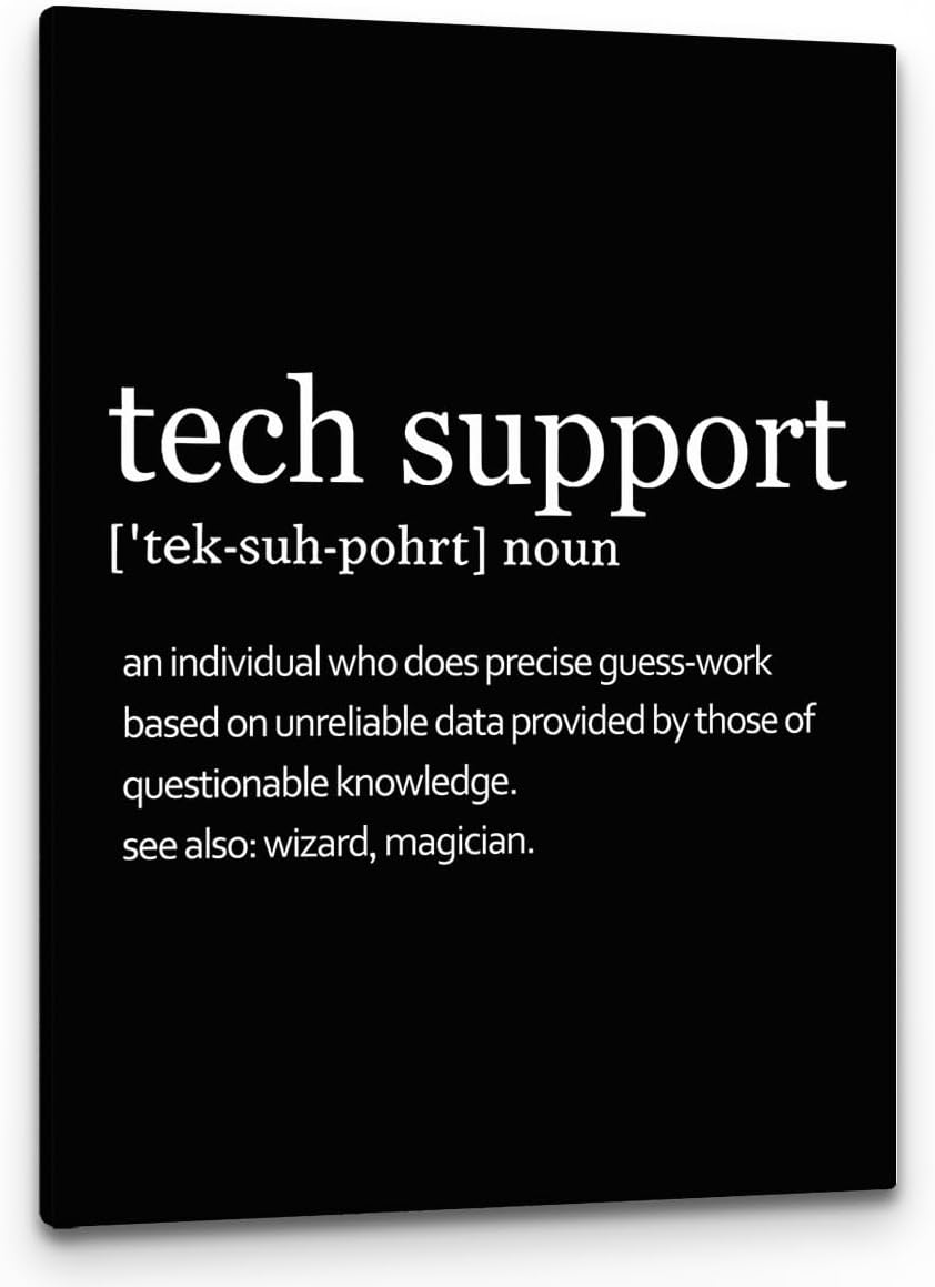 PHAMTE Tech Support Definition Wall Art, Modern Minimalist Technical Support Definition Print Framed Canvas Painting Artwork For Home Bedroom Office Living Room Workplace Decor(11×14 Inch)