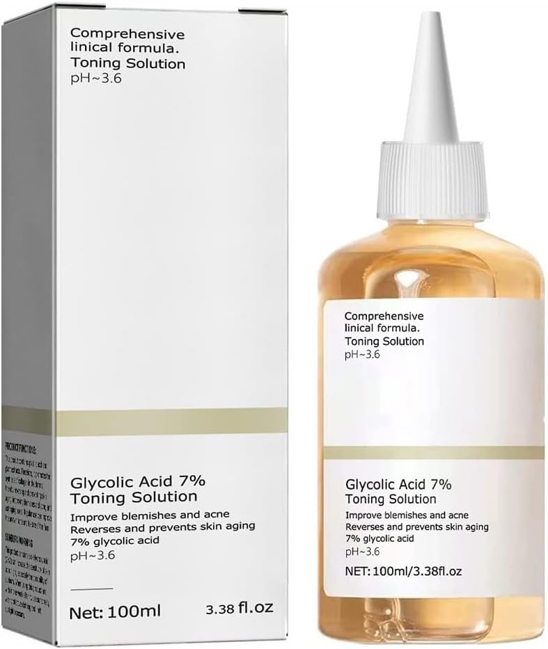 Glycolic Acid 7% Toner, Glycolic Acid 7% Toning Resurfacing Solution,Facial Exfoliation and Rejuvenate Your Skin(100ML)