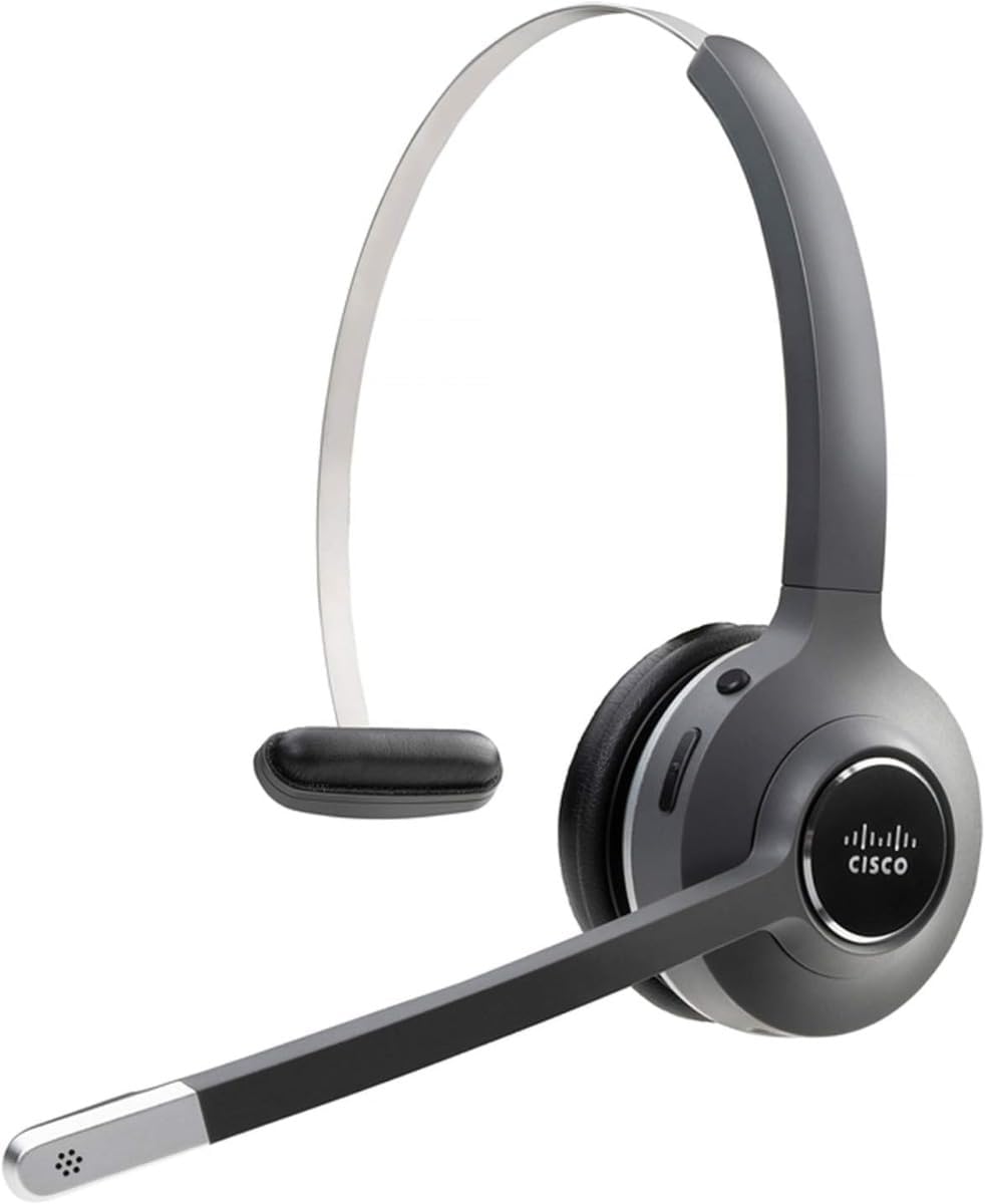 CISCO Headset 561, Wireless Single On- Ear DECT Headset with Multi-Source Base for US & Canada, Charcoal, 1-Year Limited Liability Warranty (CP-HS-WL-561-M-US=)