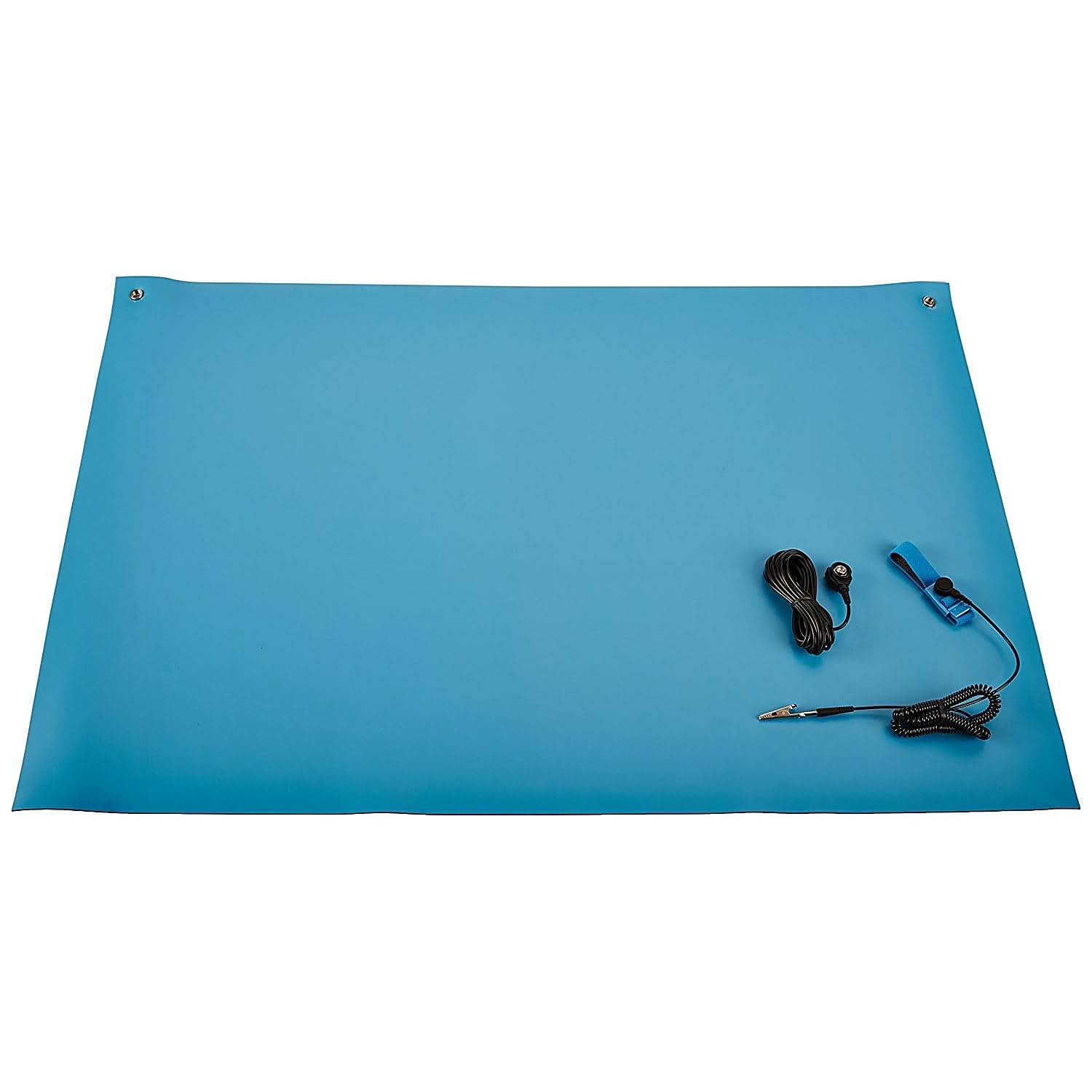 Bertech-2059T ESD High Temperature Mat Kit, 2 Feet Wide x 4 Feet Long x 0.08 Inches Thick, Blue, Includes a Wrist Strap and Grounding Cord, RoHS and REACH Compliant (Assembled in USA)