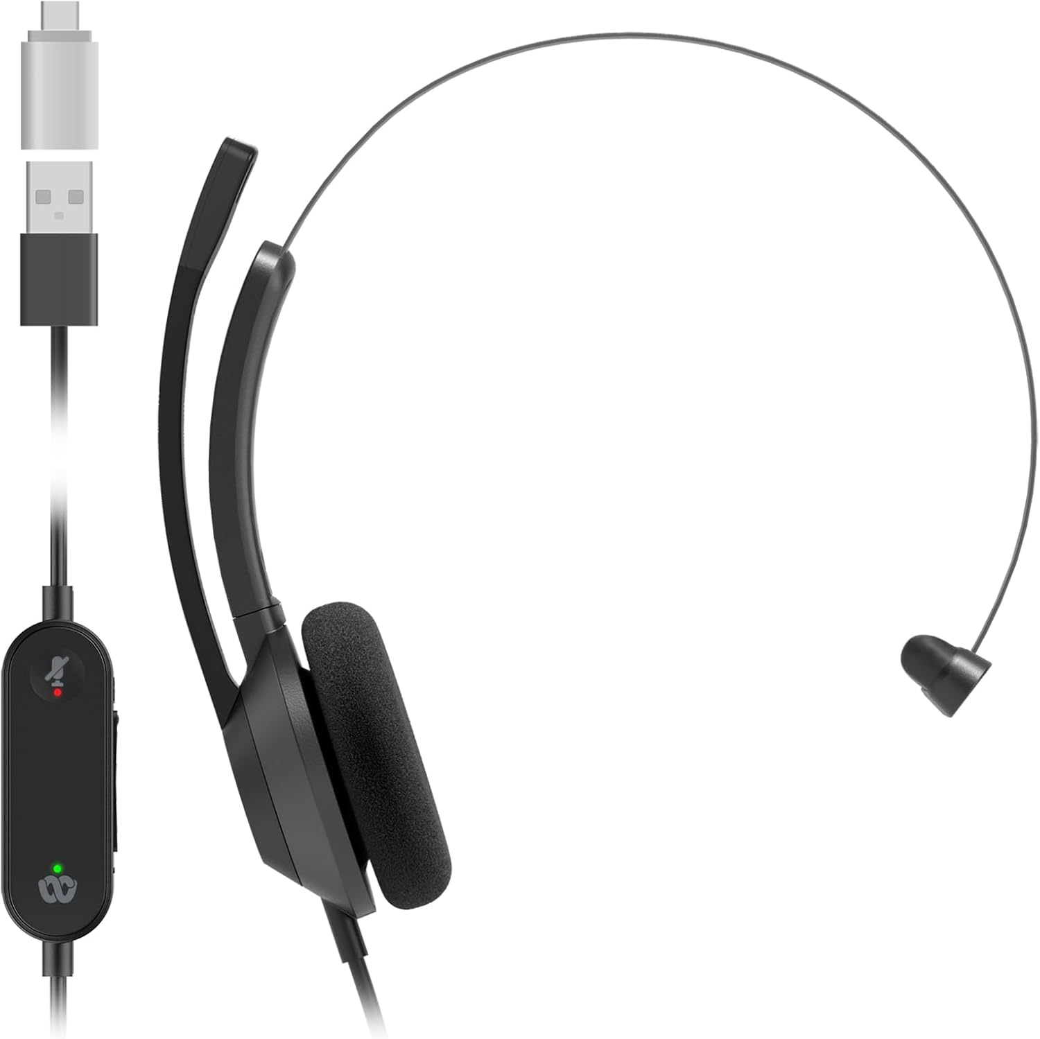 Cisco Headset 321 USB-C, Wired Single On-Ear Headphones, Webex Controller with USB-C, Carbon Black, 2-Year Limited Liability Warranty (HS-W-321-C-USBC)