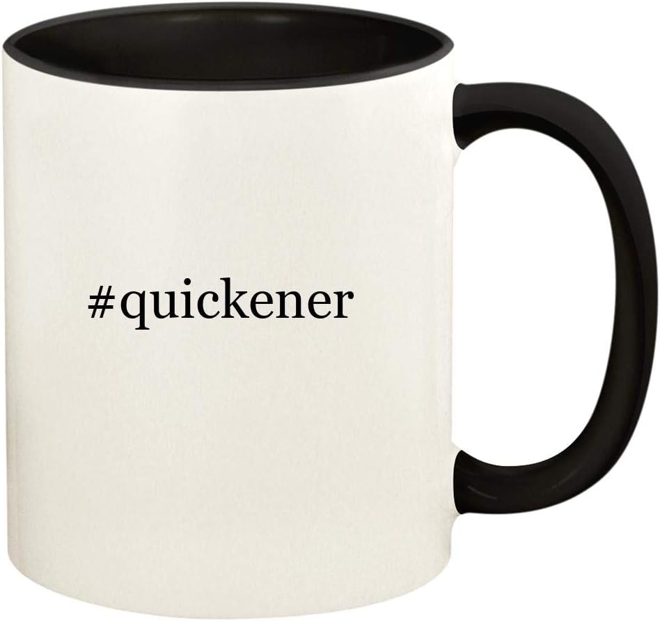 #quickener – 11oz Hashtag Ceramic Colored Handle and Inside Coffee Mug Cup, Black