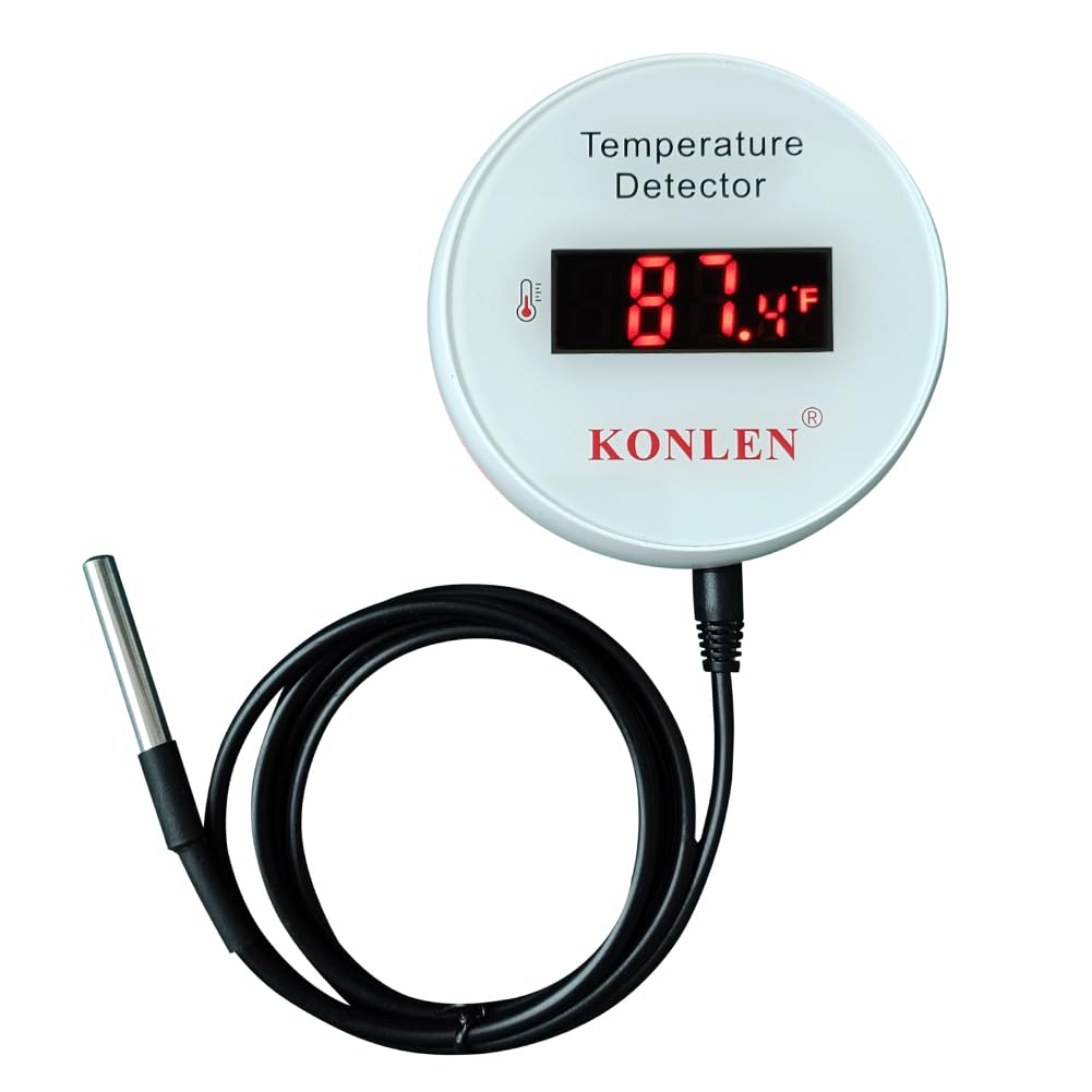 Tuya WiFi Temperature Sensor with External 9.8ft Probe Cable, Smart Life Digital Thermometer Detector for Freezer Water Tank Pool Home Greenhouse, Upper Lower Temp Remote Alarm KONLEN