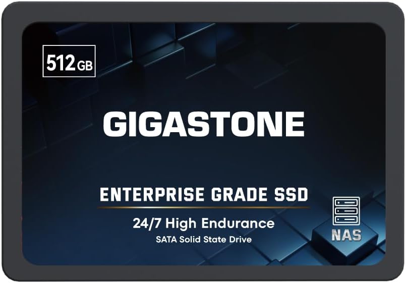 Gigastone Enterprise SSD 512GB NAS SSD Drive Cache 24/7 Durable TLC High Endurance Business Server Data Center RAID Network Attached Storage 2.5″ SATA Internal Solid State Hard Drives