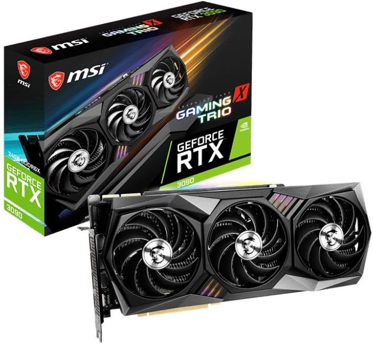 MSI Gaming GeForce RTX 3090 24GB GDRR6X 384-Bit HDMI/DP Nvlink Tri-Frozr 2 Ampere Architecture OC Graphics Card (RTX 3090 GAMING X TRIO 24G) (Renewed)