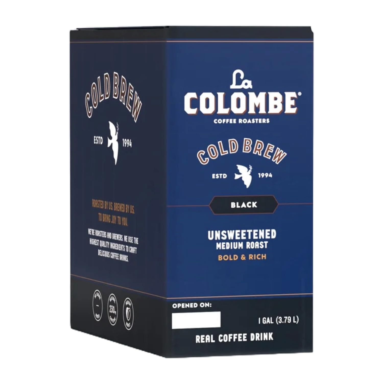 La Colombe Cold Brew Fridge Pack 1 Gallon | Single-Origin Brazilian Coffee | Airtight On-Tap Dispenser | 11 Servings | Smooth & Rich Dark-Roasted Cold Brew | 240mg Caffeine Per Serving