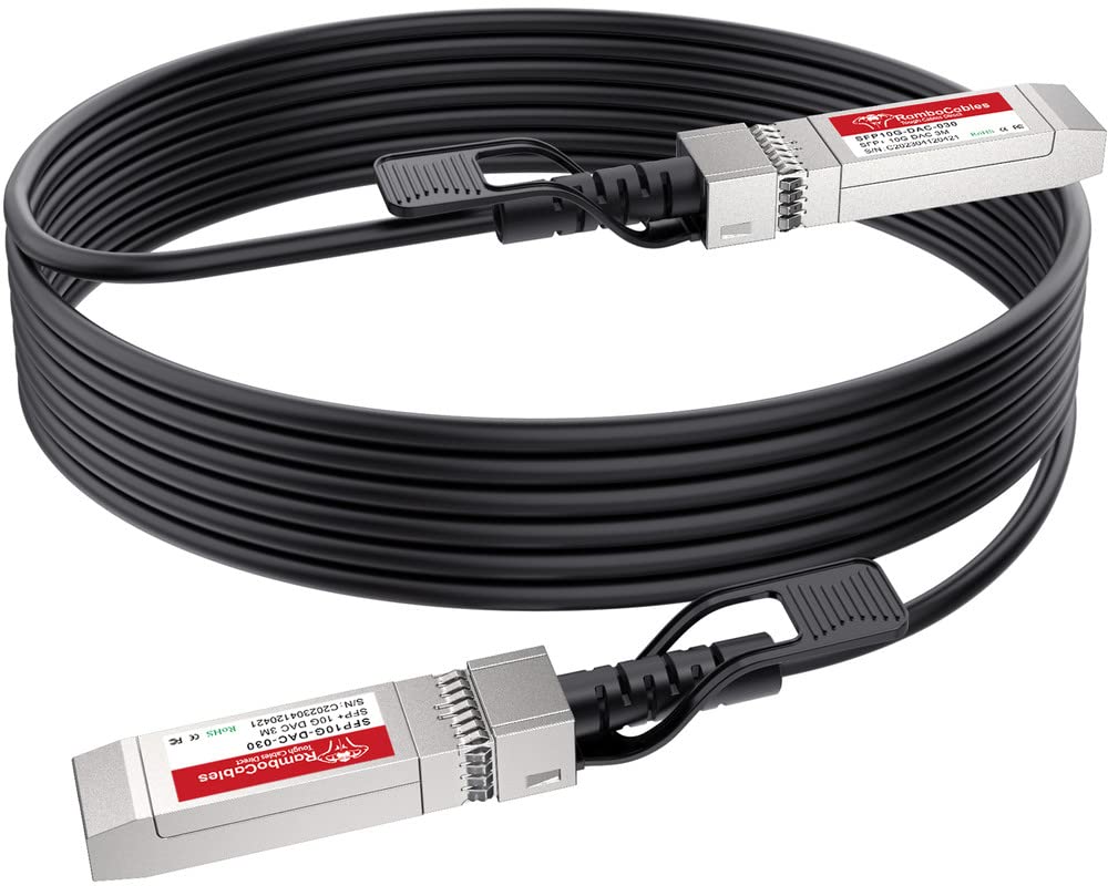 SFP+ Cable, 0.3m-2pack 10G DAC Cable, SFP to SFP Twinax Cable, Passive DAC Cable for Cisco SFP-H10GB-CU0.3M, Ubiquiti, Netgear, Mikrotik and More，Length Options: 0.3m-7m，RamboCables