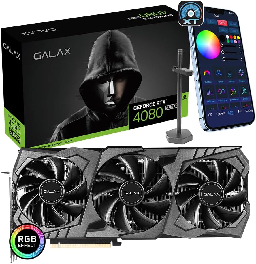 GALAX GeForce RTX 4080 Super 3X (1-Click OC), Xtreme Tuner App Control, 16GB, GDDR6X, 256-bit, DP*3/HDMI 2.1/DLSS 3/Gaming Graphics Card