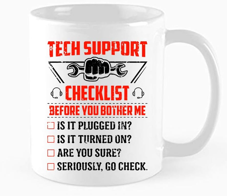 TAMDG GIFET Funny Tech Support Checklist Helpdesk Hotline Coffee & Tea Gift Mug, Gifts for Men & Women Technical Support Engineer, Computer Help Desk, Christmas gifts ，11 oz Novelty Mug, White