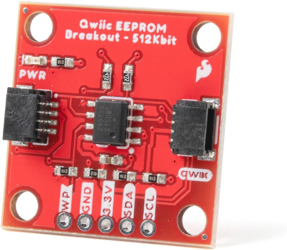 SparkFun Qwiic EEPROM Breakout – 512Kbit – Extra Storage Space for Any Project – Three Address Jumpers – Write Protection – Non-Volatile Memory – Qwiic connectors no Soldering Required