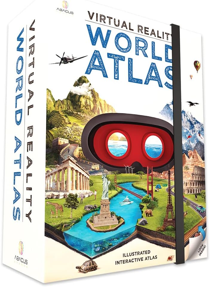 Virtual Reality World Atlas Gift Box – Illustrated Interactive VR Atlas and STEM Learning Activity Set – for Ages 8 and Up