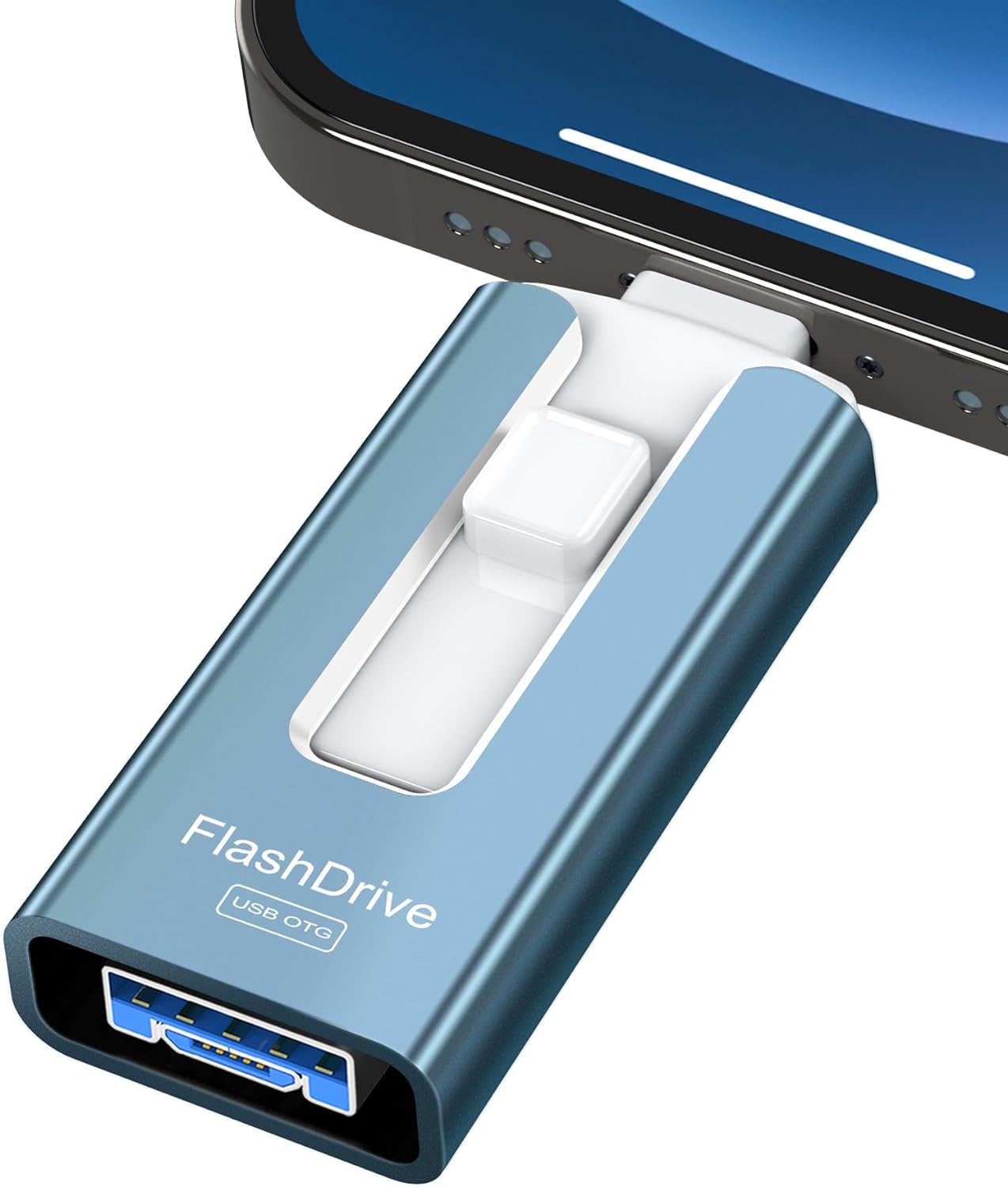 256GB USB Flash Drive for Phone and Pad, Photo Stick High Speed External USB Thumb Drives Photo Storage Memory Stick for Save More Photos and Videos (Blue, 256GB)