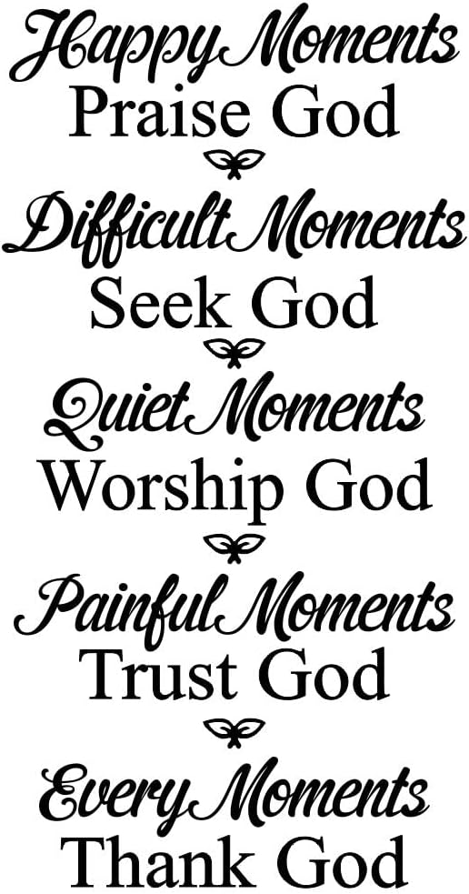 God Wall Decal – PVC Removable Wall Sticker for Christian Decor, Hard Times Seek God, Silent Moments Adoration of God, Painful Moments Trust God, Every Moment Thank God – Ideal for Prayer Room and Living Room Decor – Sticker effect: 39″ x 21″ (black-JWH301-Praise God)