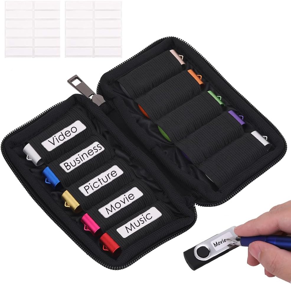 USB Flash Drive Case Soft Material Thumb Drive Holder case, USB Drive Holder Organizer, Portable Electronic Accessories Bag for USB Memory Stick with 10 Slots