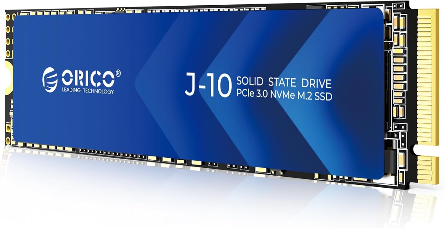 ORICO NVMe SSD 1TB M.2 with Heatsink, Up to 3100MB/s PCIe Gen3x4 2280 Internal Solid State Drive, SLC Cache 3D NAND, Compatible with Laptop and PC Desktops -J10