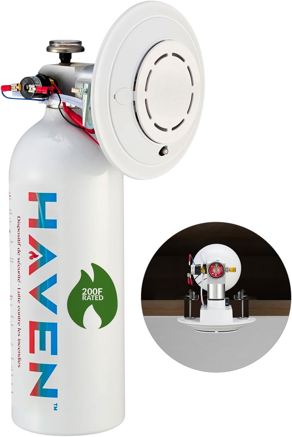 Haven Automatic Heat-Activated Fire Suppression Device 200F (93C) RATED -Eco Friendly Non-Toxic, ABC, 5 Year Worry-Free Industrial and Urban Protection -Great for Attics, Machinery Rooms, Sheds