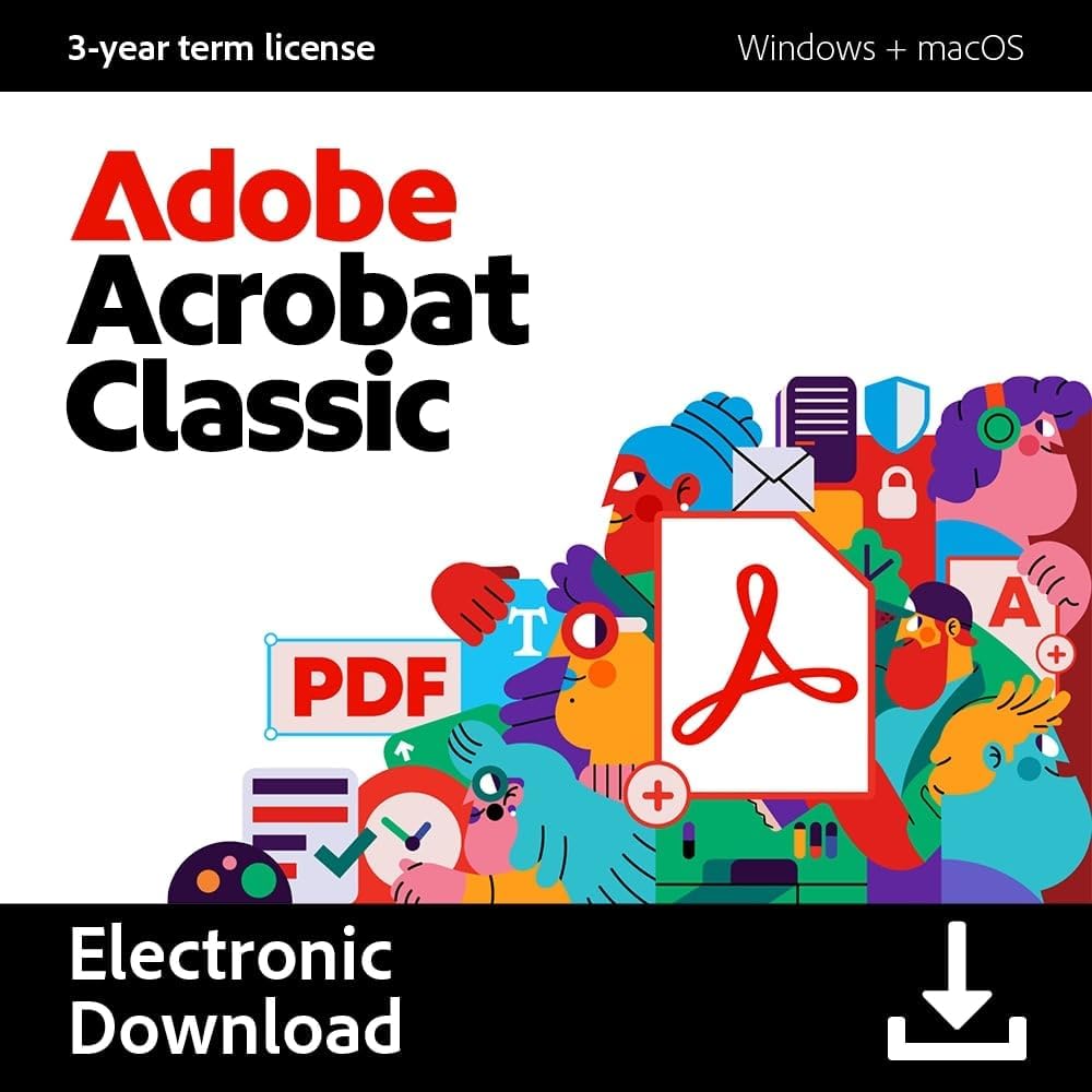 Adobe Acrobat Classic | PC/Mac Code | Software Download | PDF Software | 3-year term license | non-renewing | Activation Required