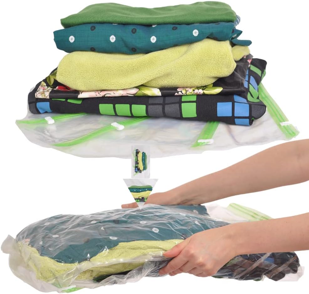 8 Space Saver Bags, No Vacuum Needed, Roll-Up Compression Packing, Travel Essentials, For Suitcases