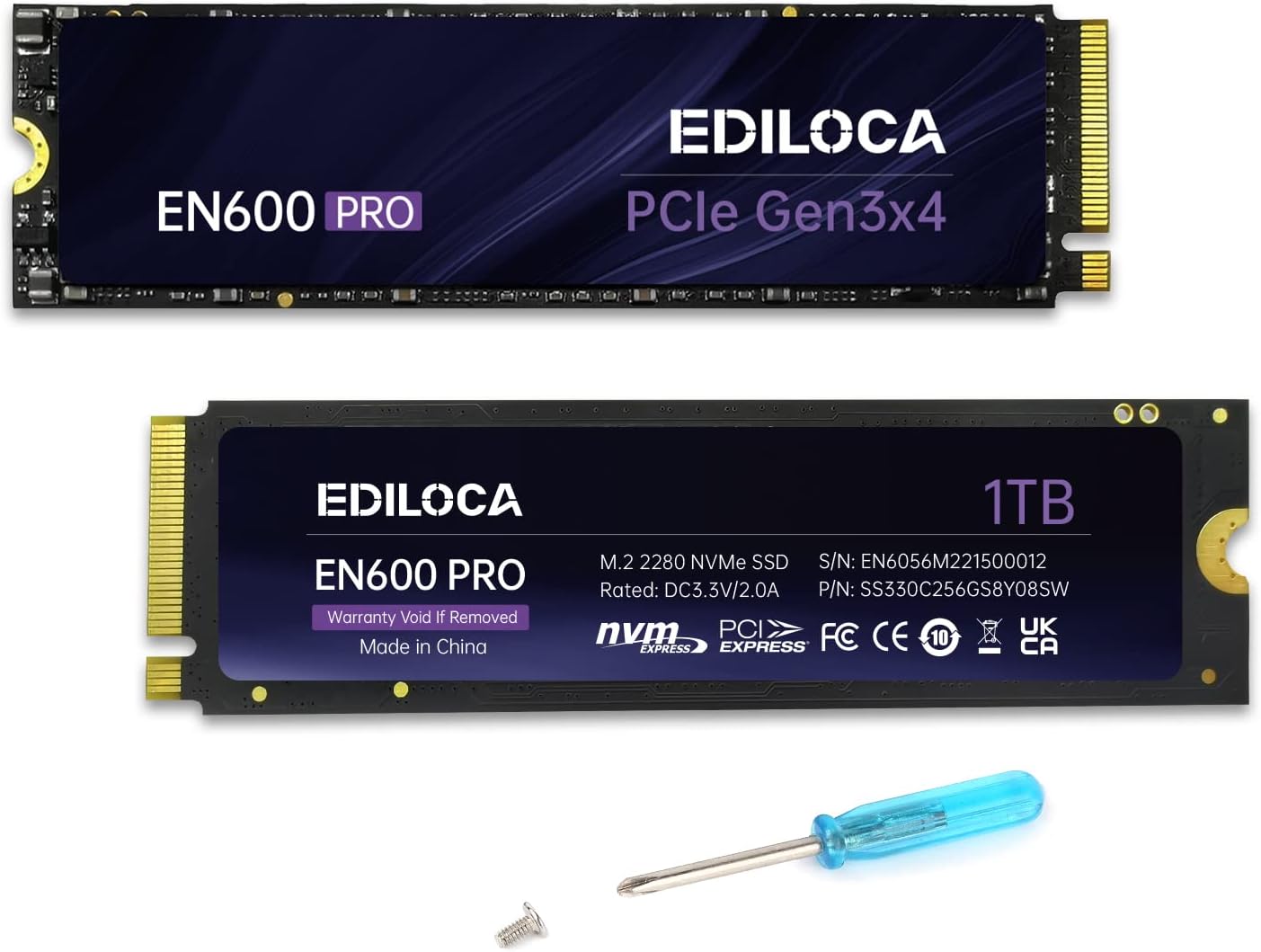 EN600 PRO SSD 1TB PCle 3.0×4, NVMe M.2 2280, Up to 3500MB/s, Internal Solid State Drive, SLC Cache 3D NAND TLC, Graphene Cooling Sticker, Storage for PC, Desktop and Laptops