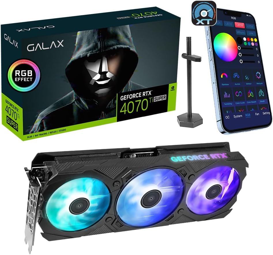 GALAX GeForce RTX 4070 Ti Super EX Gamer 1-Click OC V2, Xtreme Tuner App Control, 16GB, GDDR6X, 256-bit, DP*3/HDMI 2.1/DLSS 3/Gaming Graphics Card