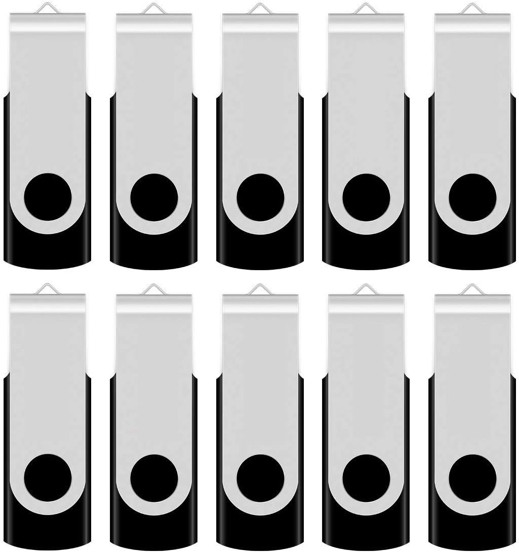 Aiibe 2GB Flash Drive 10 Pack Bulk 2G USB Flash Drive Thumb Drive USB 2.0 Memory Stick Data Storage Jump Drives (2GB, 10 Pack, Black)